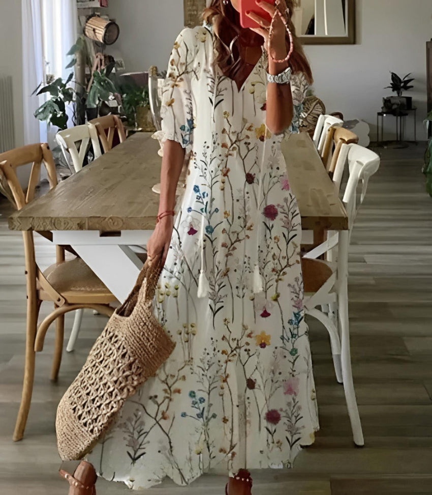 Sophia - Boho Vintage Summer Dress - Ferlora