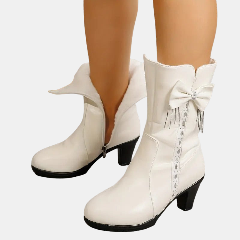 Natalia™ - Vintage Bow Vegan Leather Boots