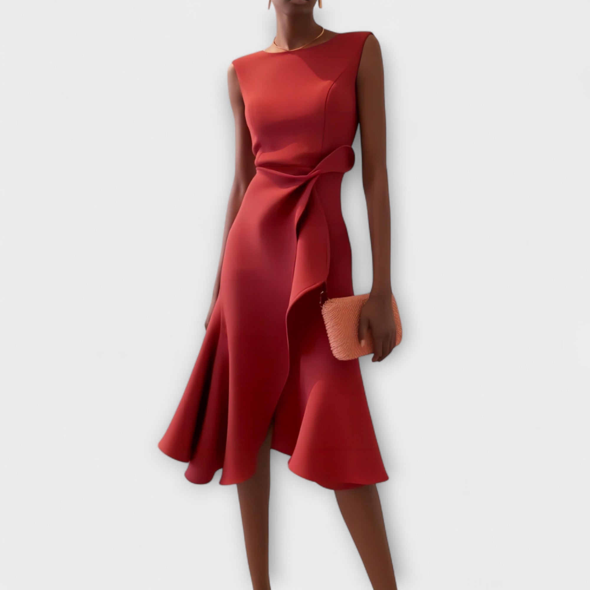Ferlora™ | Draped Asymmetrical Midi Dress