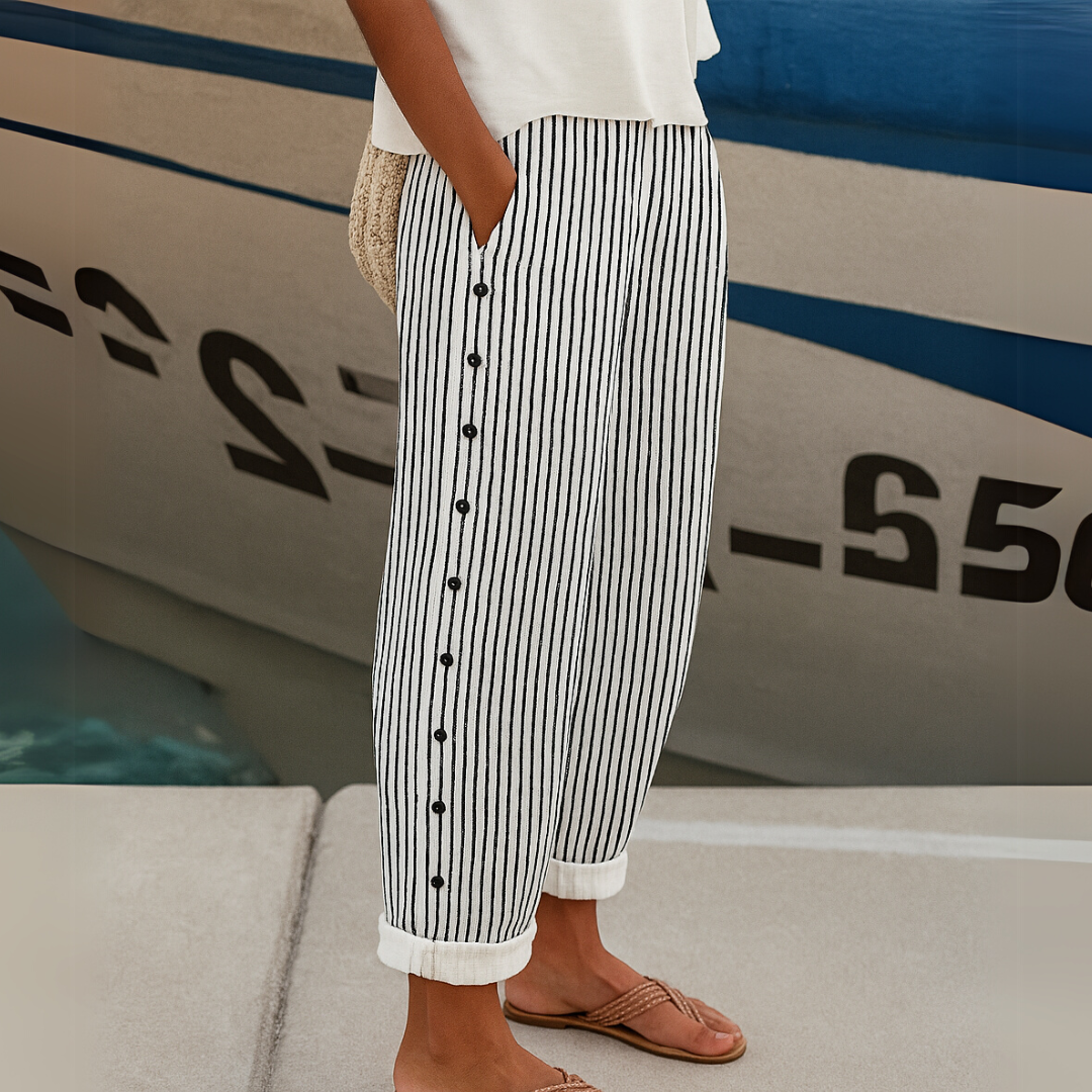REA | COMFORTABLE STRIPED CASUAL PANTS - Ferlora