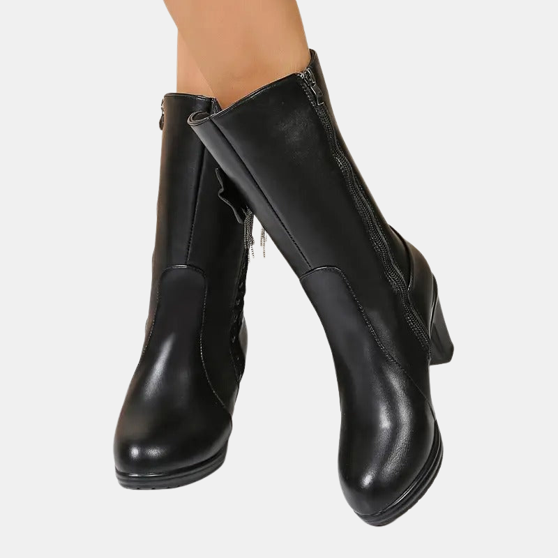Natalia™ - Vintage Bow Vegan Leather Boots