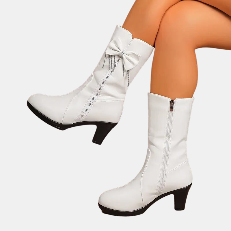 Natalia™ - Vintage Bow Vegan Leather Boots