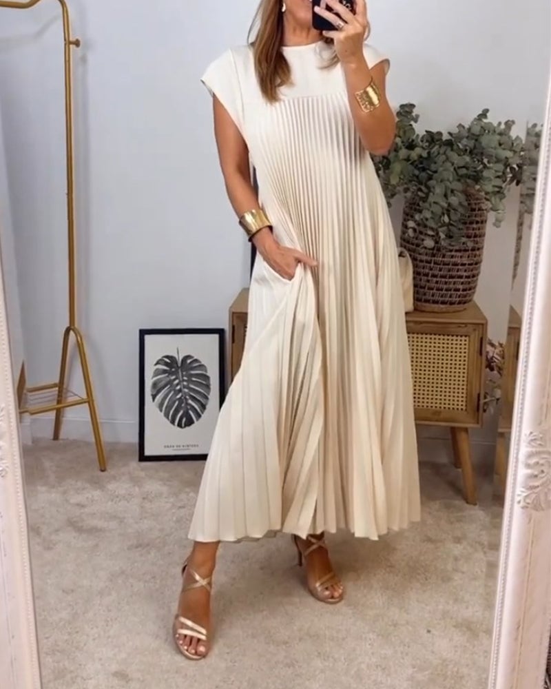 Sophia - Elegant Spliced Pleated Maxi Dress - Ferlora