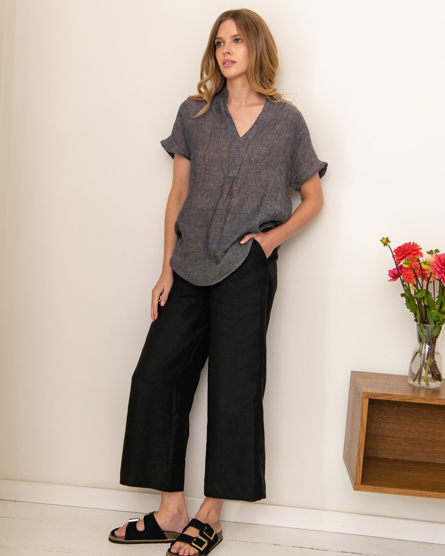 Ferlora™ | Kim Linen-Blend Trousers in Black