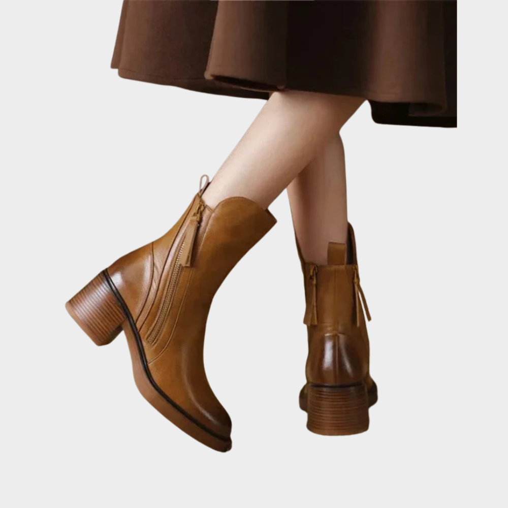 Gabriella™ - Comfortable Vegan Leather Ankle Heeled Boots
