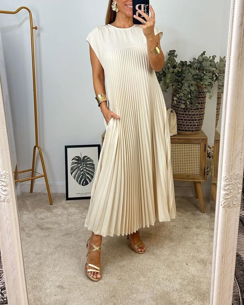 Sophia - Elegant Spliced Pleated Maxi Dress - Ferlora