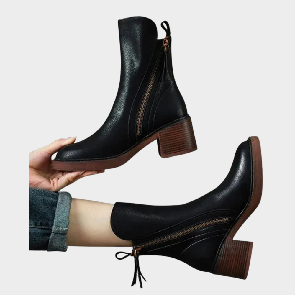 Gabriella™ - Comfortable Vegan Leather Ankle Heeled Boots