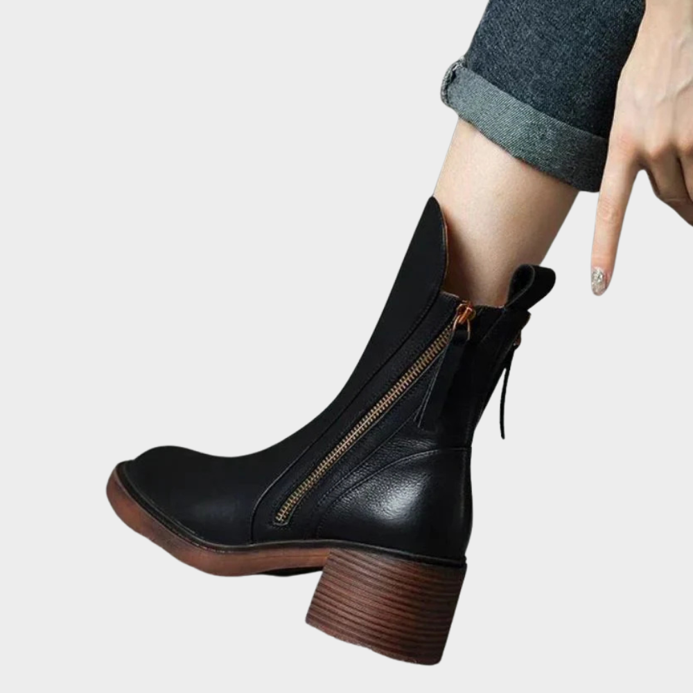 Gabriella™ - Comfortable Vegan Leather Ankle Heeled Boots