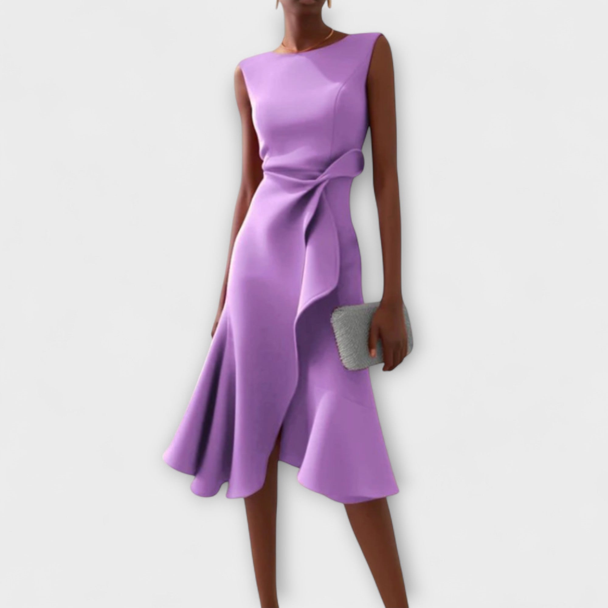 Ferlora™ | Draped Asymmetrical Midi Dress