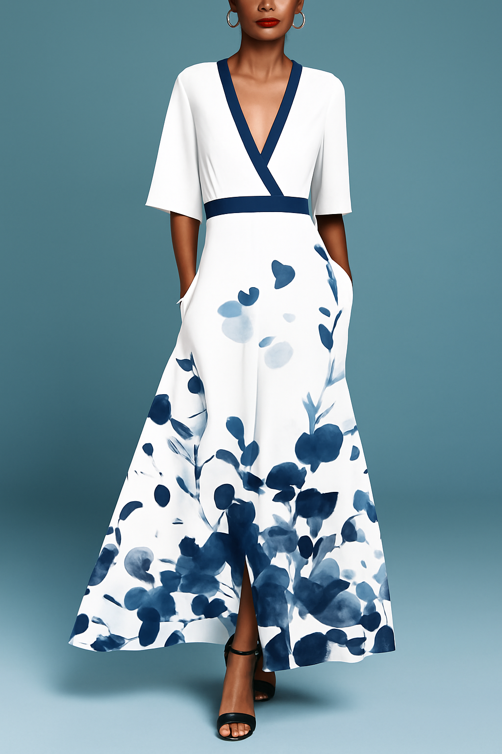 Ferlora™ | Elegant Floral Wrap Dress