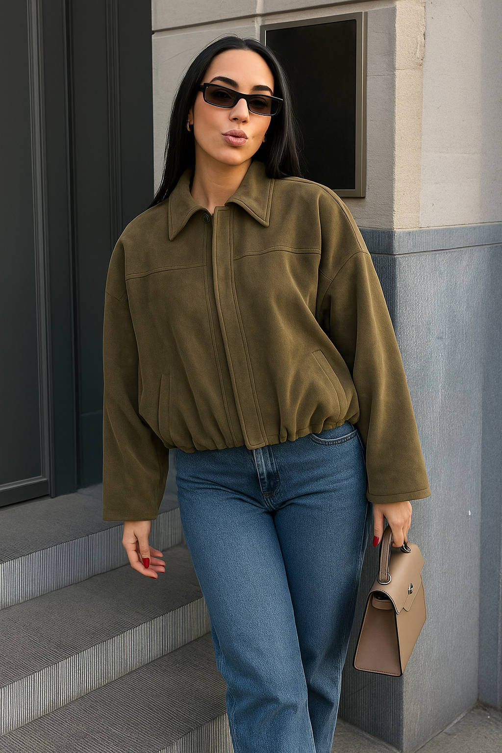 Ferlora™ | Suede Casual Bomber Jacket