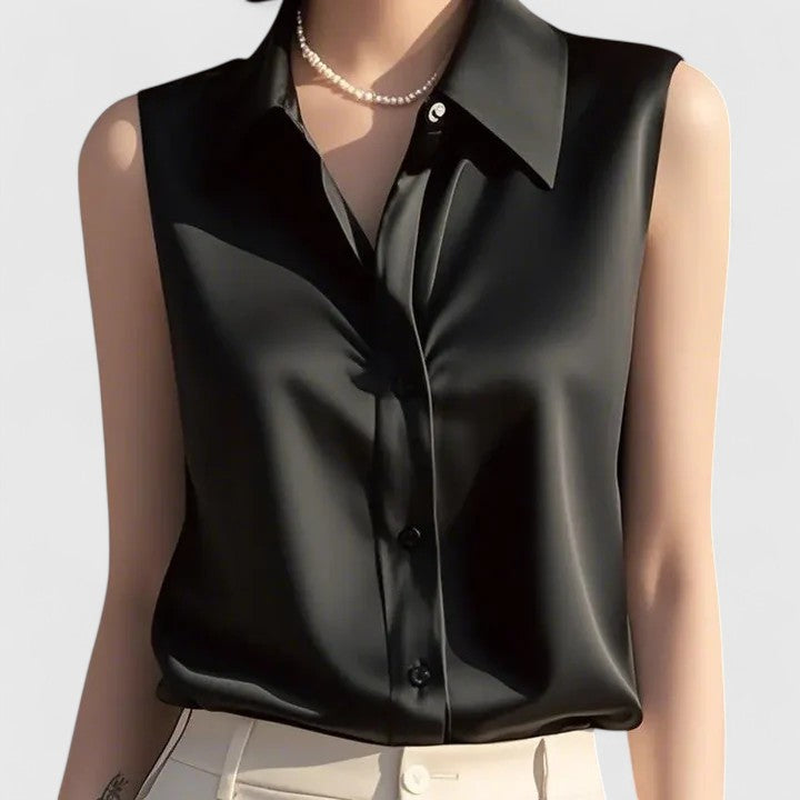 Ferlora™ | Sleek Minimalist Blouse – Sleeveless Elegance for Everyday Wear