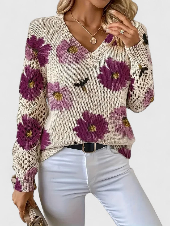 Ferlora™ | Floral Sweater for Timeless Elegance