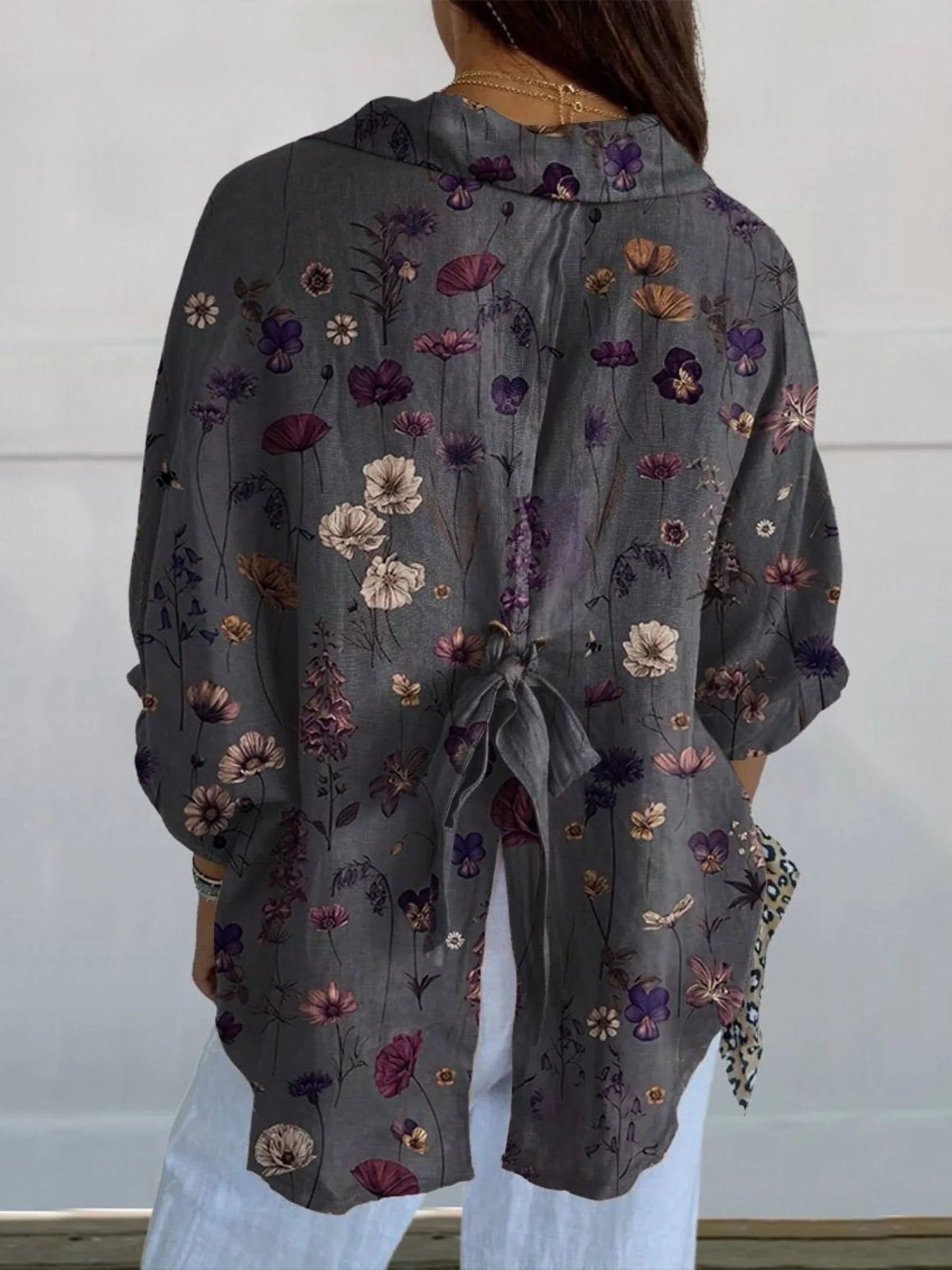 Nerys - Elegant Flower Print Pocket Skirt - Ferlora