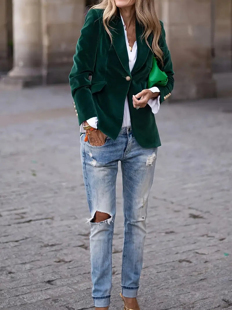 Ferlora™ | Elegant Velvet Blazer for Effortless Seasonal Sophistication