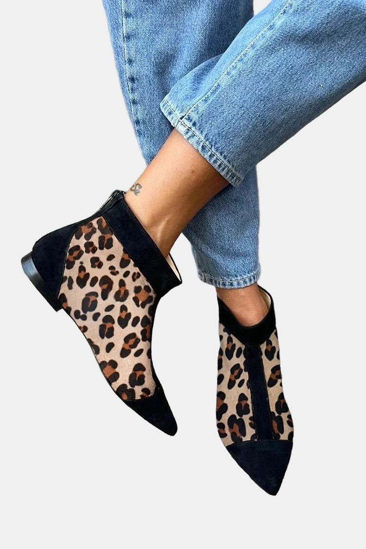 Kaia™ - Leopard Print Pointed Toe Ankle Boots