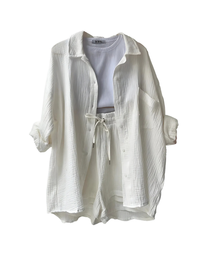 Ferlora™ | Cotton Button-Up Shorts Set