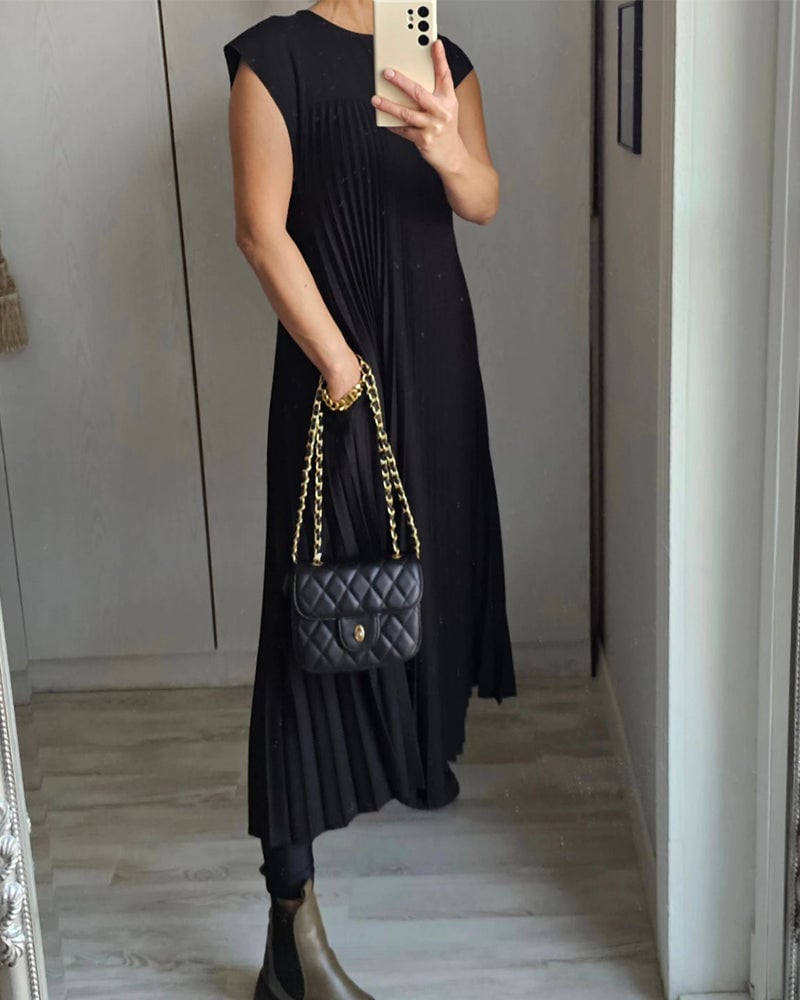 Sophia - Elegant Spliced Pleated Maxi Dress - Ferlora