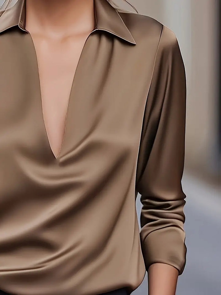 Ferlora™ | Elegant V-Neck Blouse for Day-to-Night Confidence