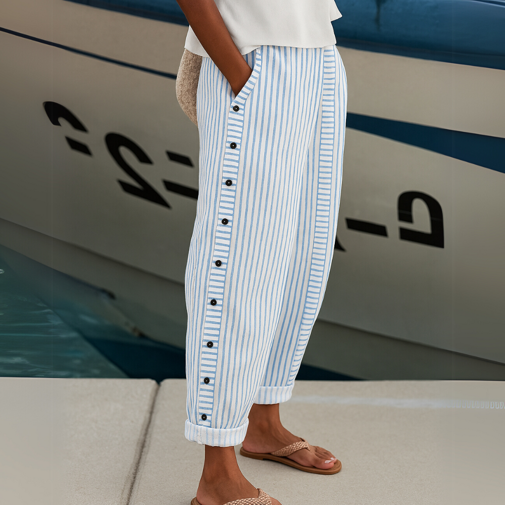 REA | COMFORTABLE STRIPED CASUAL PANTS - Ferlora