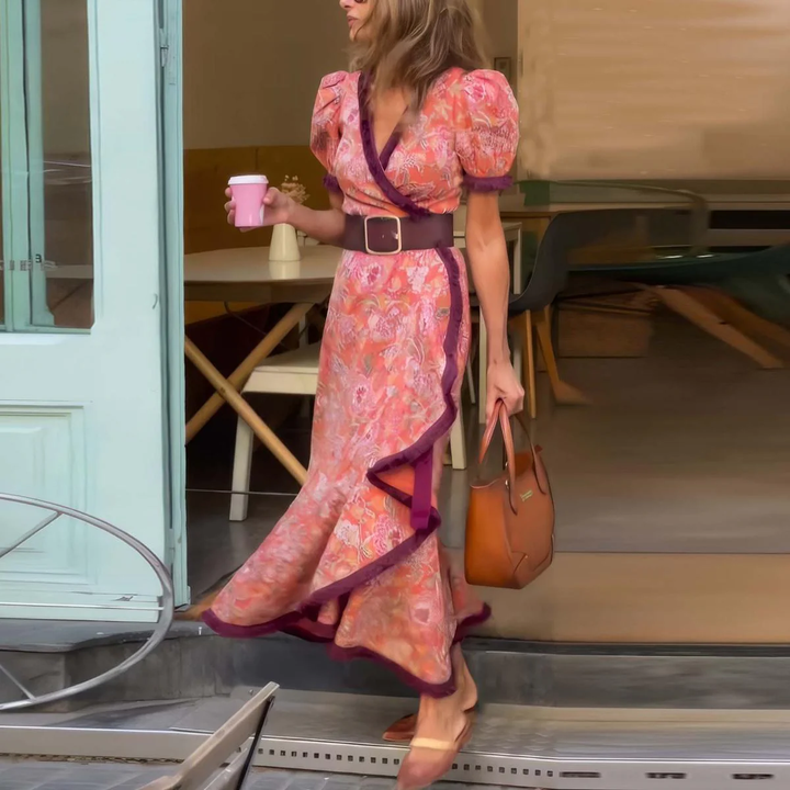 Ferlora™ | Elegant Rose Maxi Dress with Soft Feminine Charm
