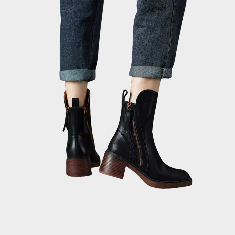 Gabriella™ - Comfortable Vegan Leather Ankle Heeled Boots