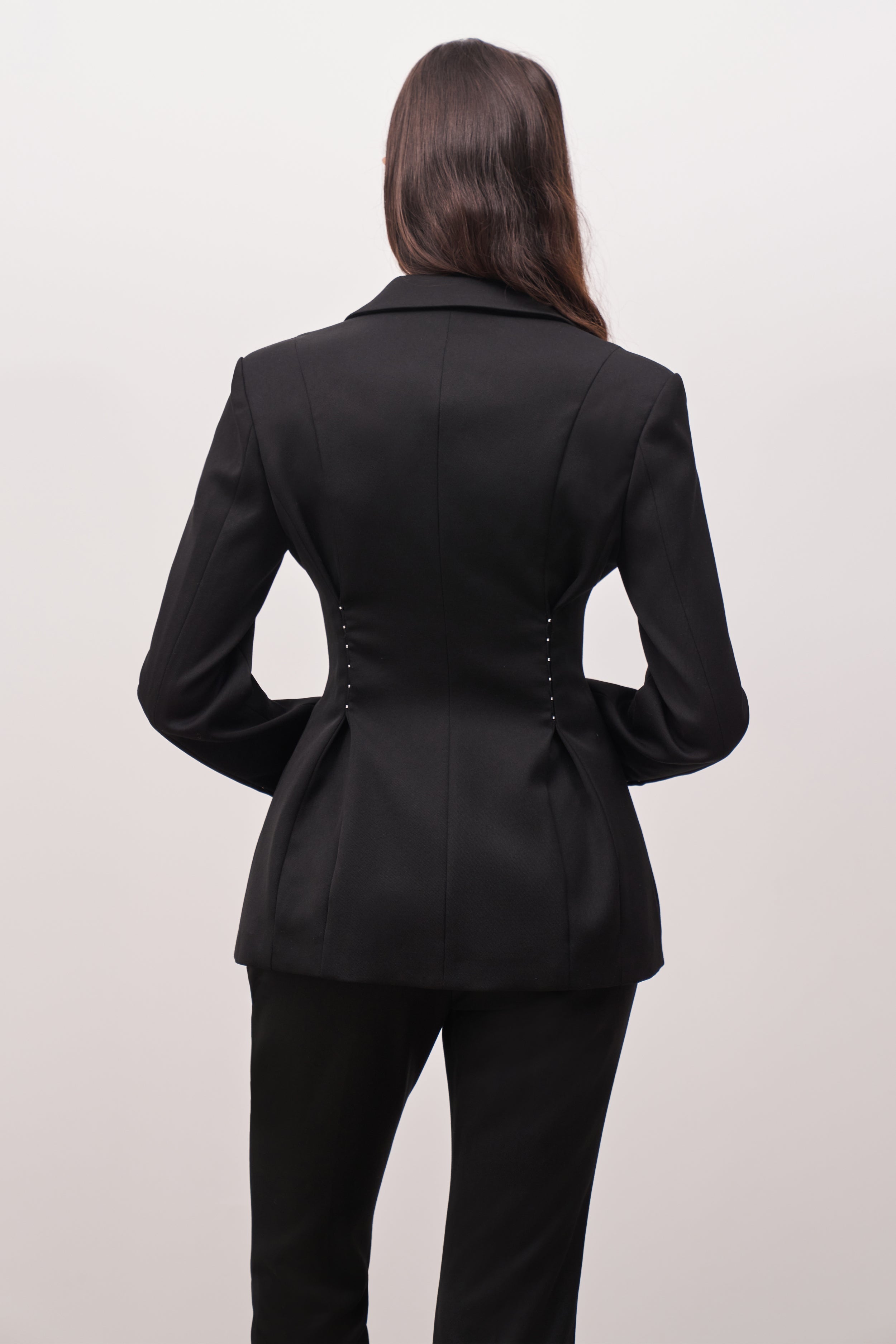 Hook & Eye Hourglass Blazer - Black - Ferlora