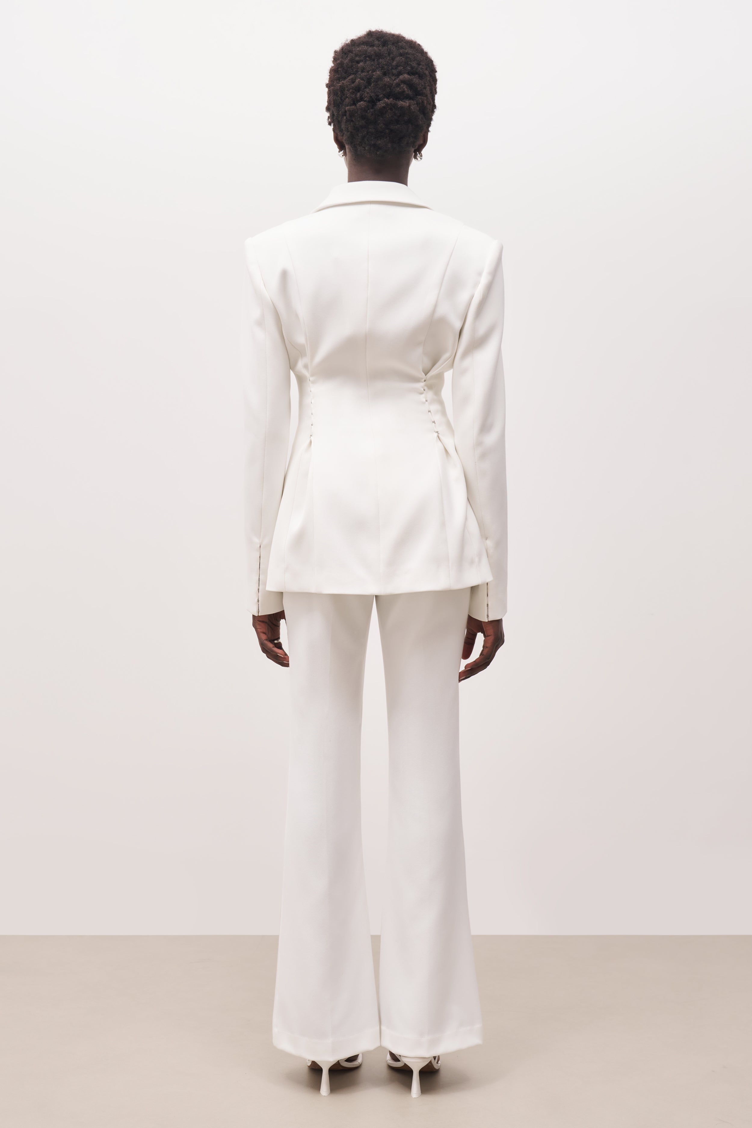 Hook & Eye Hourglass Blazer - White - Ferlora