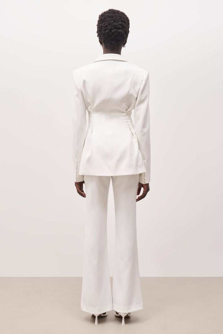 Hook & Eye Hourglass Blazer - White - Ferlora