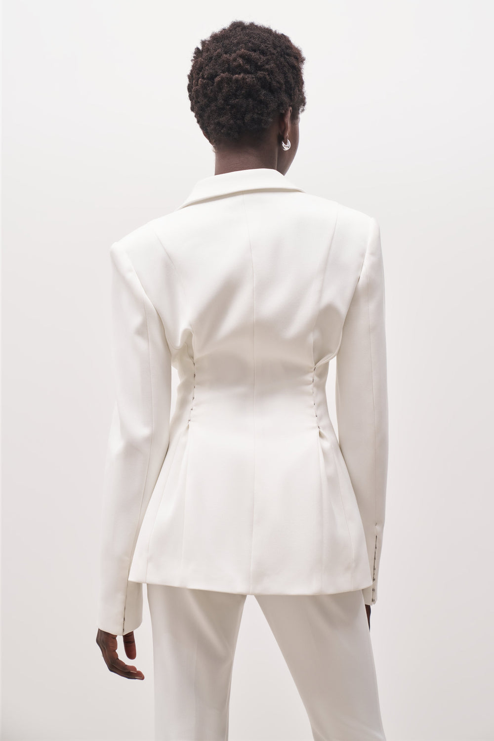 Hook & Eye Hourglass Blazer - White - Ferlora