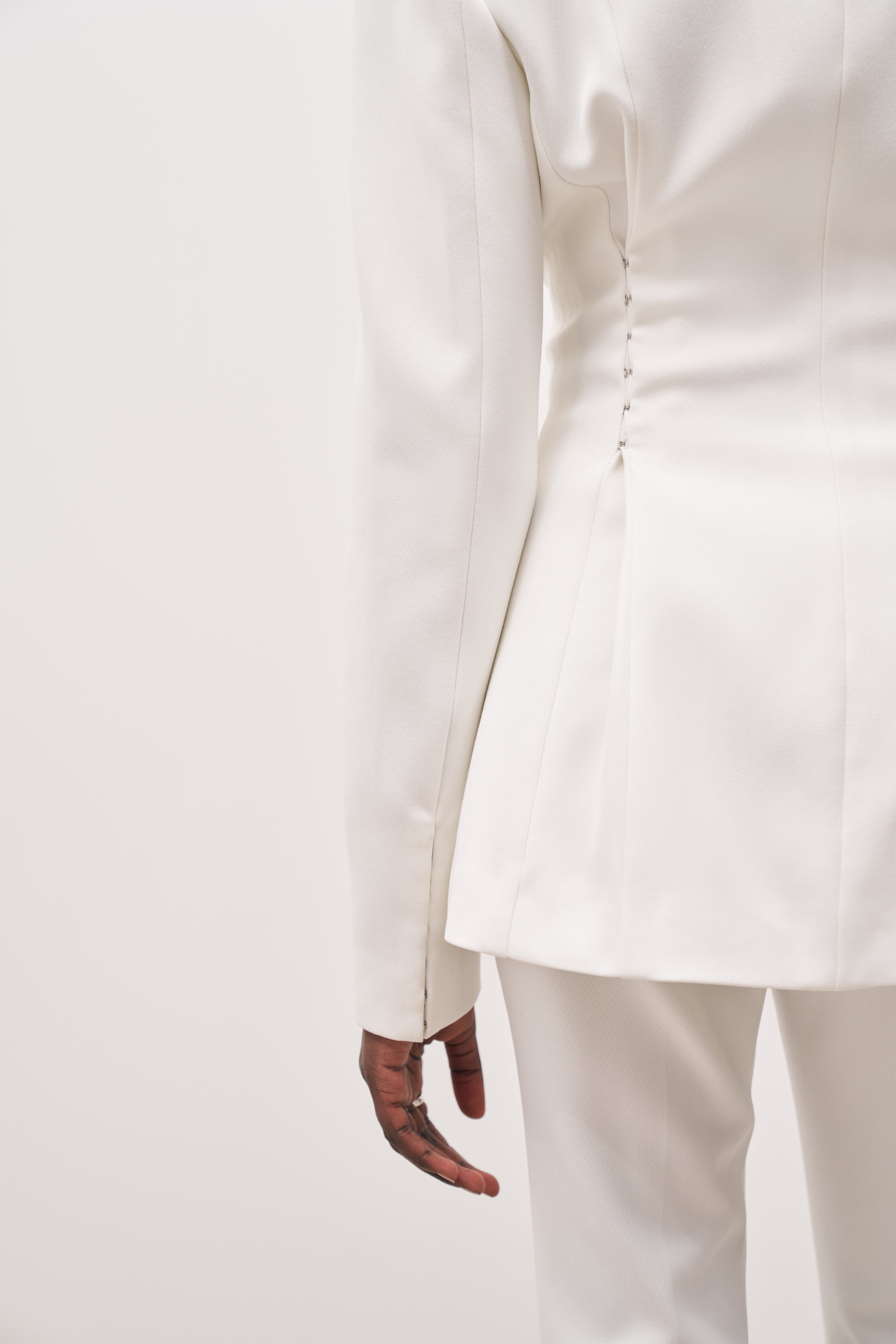 Hook & Eye Hourglass Blazer - White - Ferlora