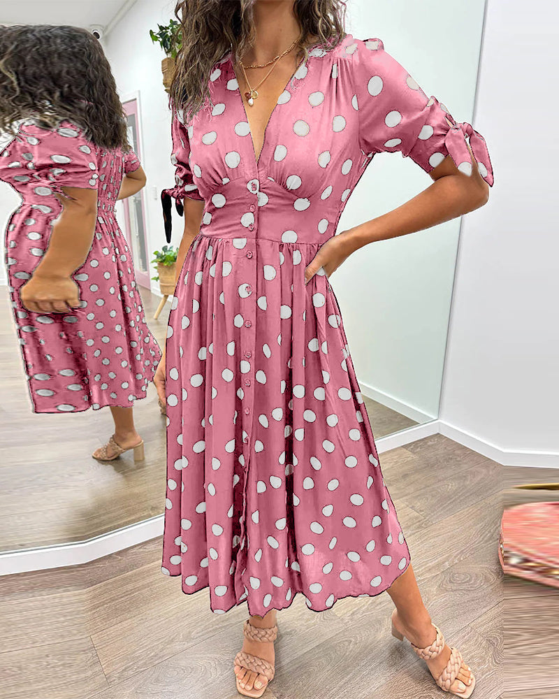 Ferlora™ | Elegant Polka Dot Dress