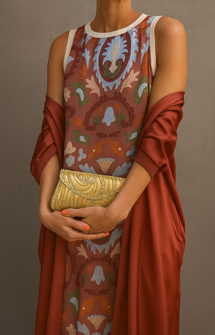 Ferlora™ | Elegant Flowy Long Dress with Matching Shawl for Special Occasions