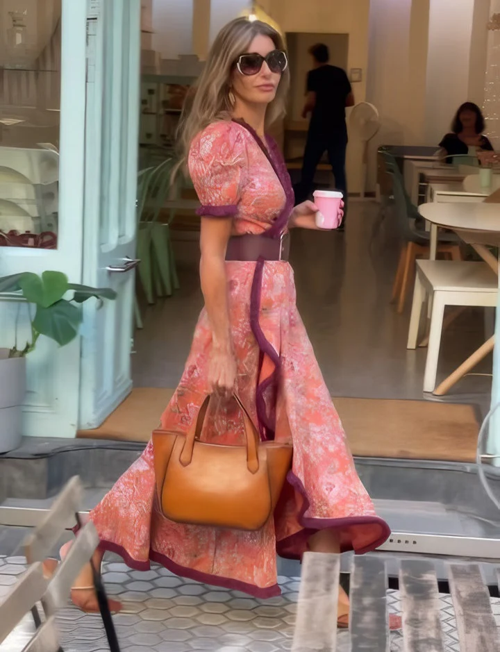 Ferlora™ | Elegant Rose Maxi Dress with Soft Feminine Charm