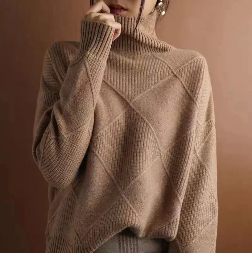 Ferlora™ | Talbot™ Textured Turtleneck Knit Sweater