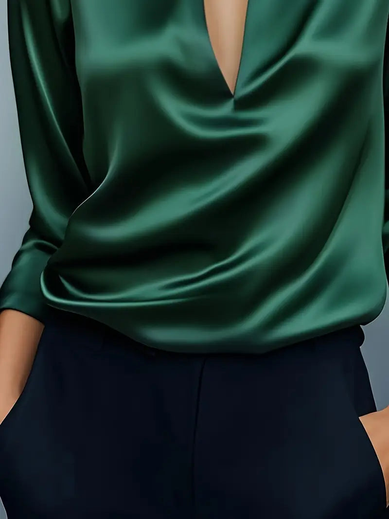 Ferlora™ | Elegant V-Neck Blouse for Day-to-Night Confidence