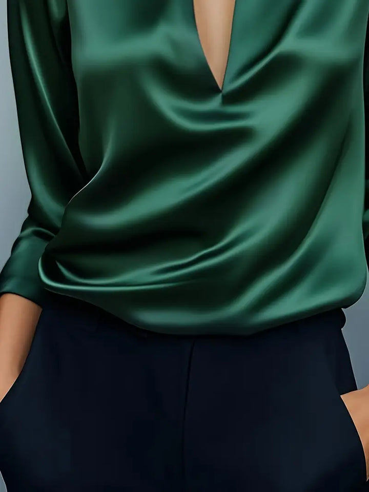 Ferlora™ | Elegant V-Neck Blouse for Day-to-Night Confidence