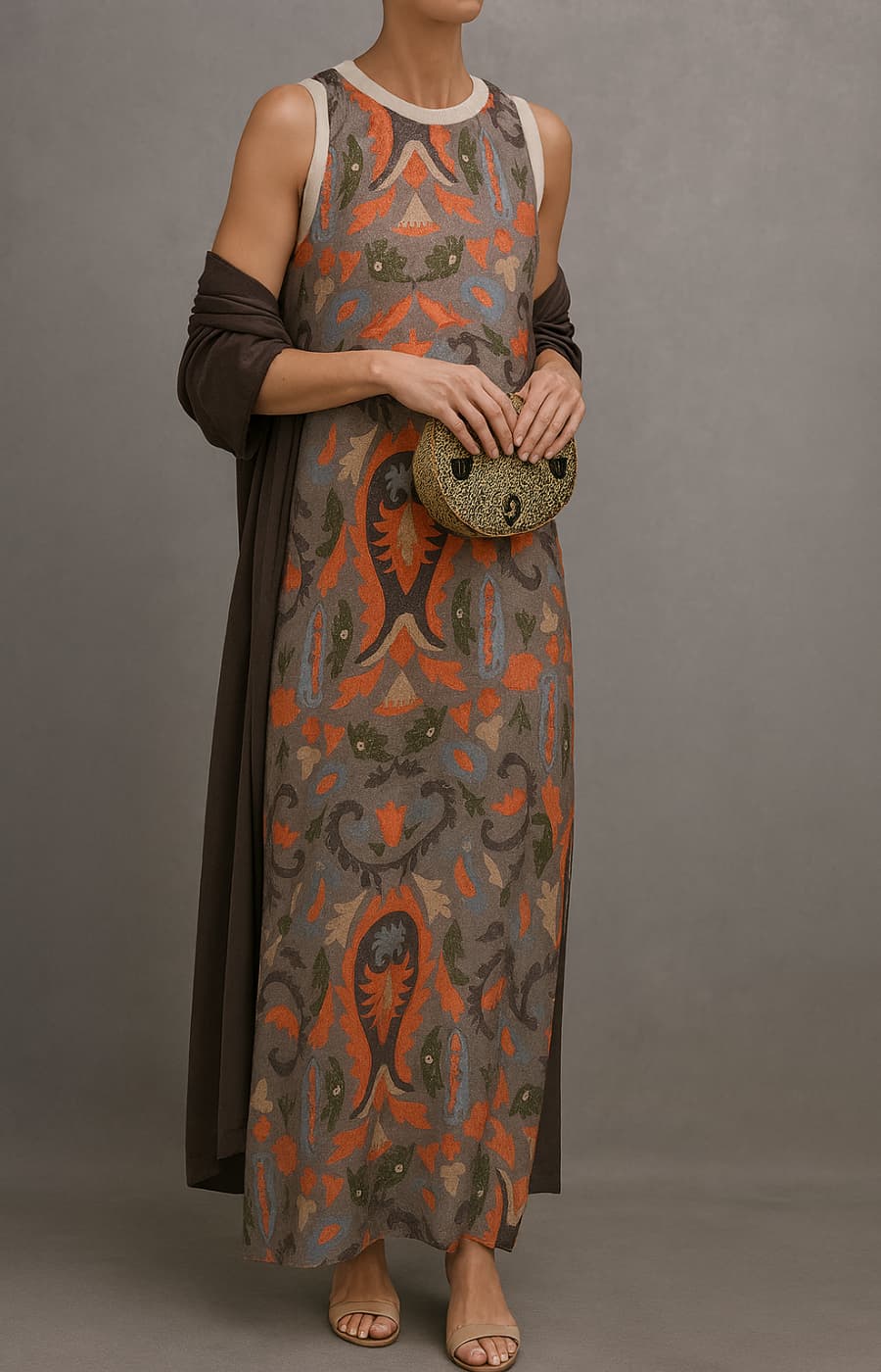 Ferlora™ | Elegant Flowy Long Dress with Matching Shawl for Special Occasions