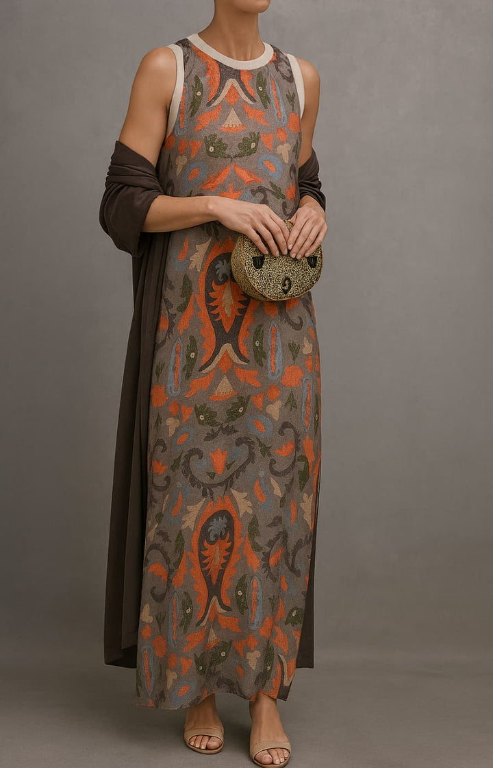 Ferlora™ | Elegant Flowy Long Dress with Matching Shawl for Special Occasions