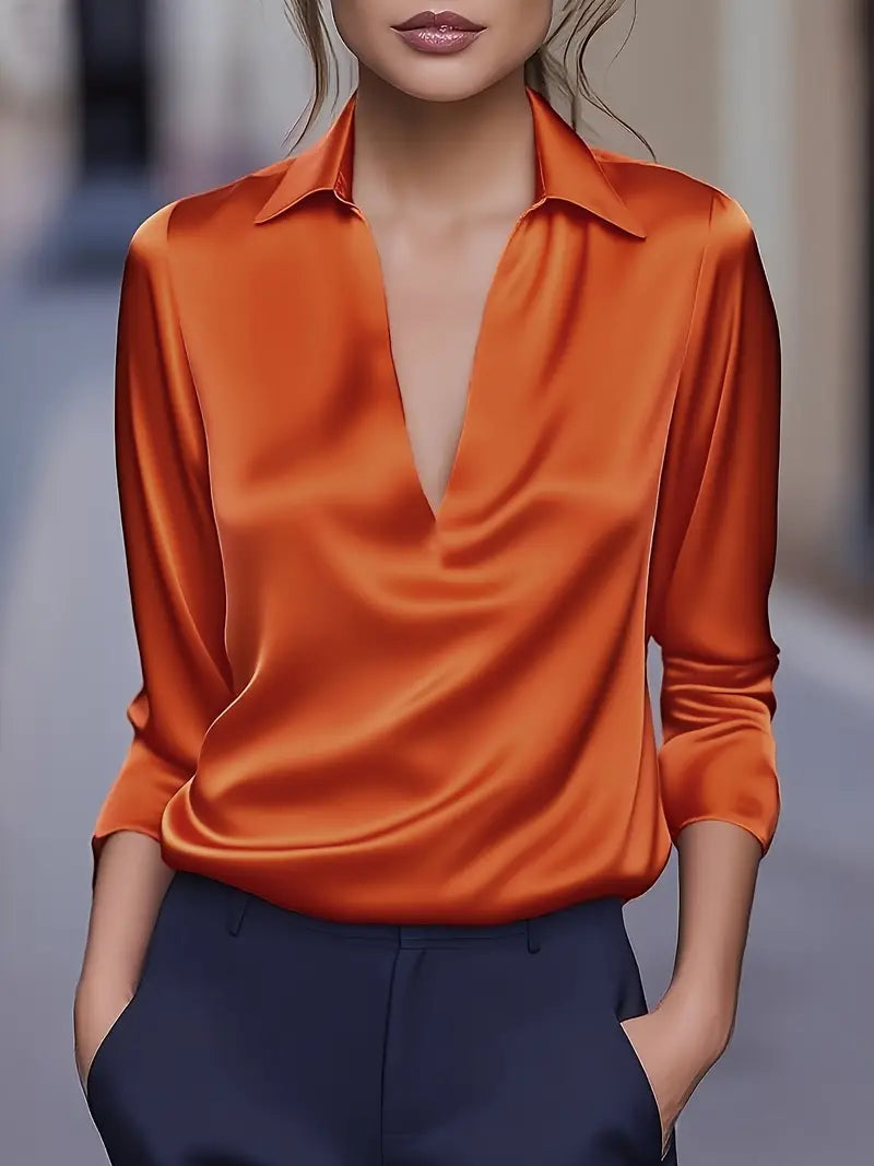 Ferlora™ | Elegant V-Neck Blouse for Day-to-Night Confidence