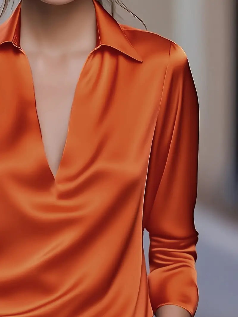 Ferlora™ | Elegant V-Neck Blouse for Day-to-Night Confidence