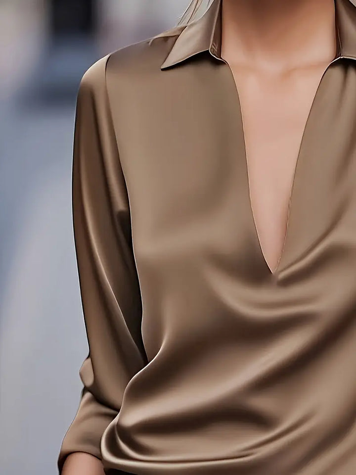 Ferlora™ | Elegant V-Neck Blouse for Day-to-Night Confidence