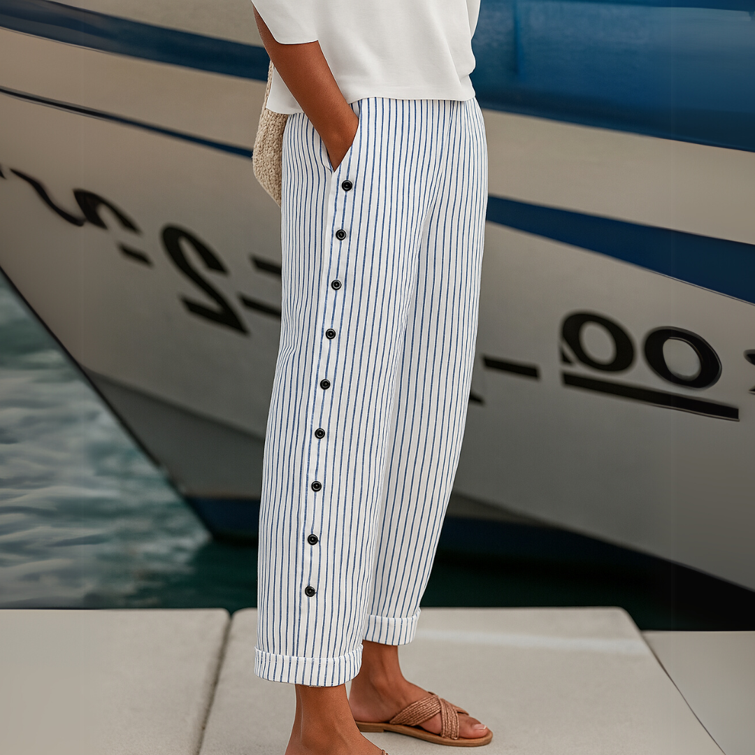 REA | COMFORTABLE STRIPED CASUAL PANTS - Ferlora