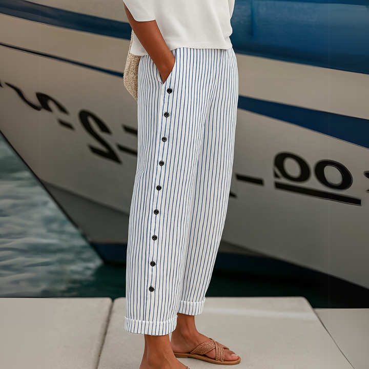 REA | COMFORTABLE STRIPED CASUAL PANTS - Ferlora