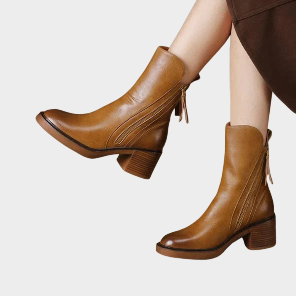 Gabriella™ - Comfortable Vegan Leather Ankle Heeled Boots