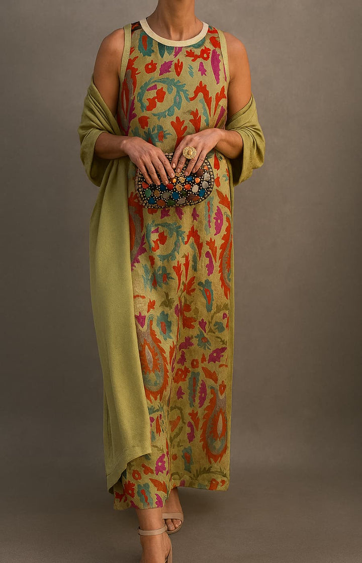 Ferlora™ | Elegant Flowy Long Dress with Matching Shawl for Special Occasions