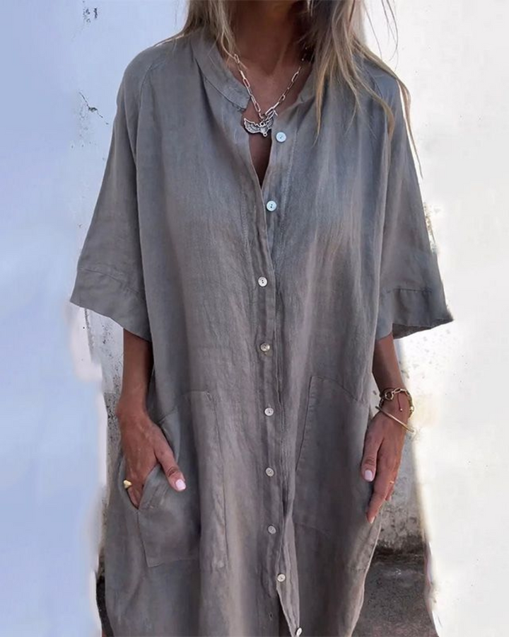 Ferlora™ | Boho-Inspired Casual Shirt Dress in Breezy Knee-Length