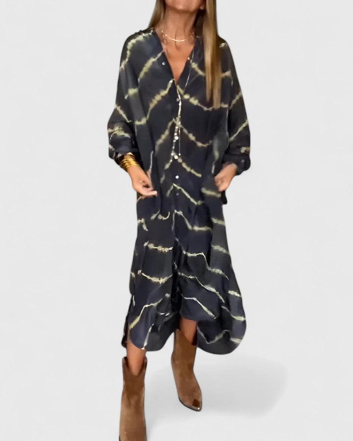 Ferlora™ | Elegant Boho Striped Maxi Dress