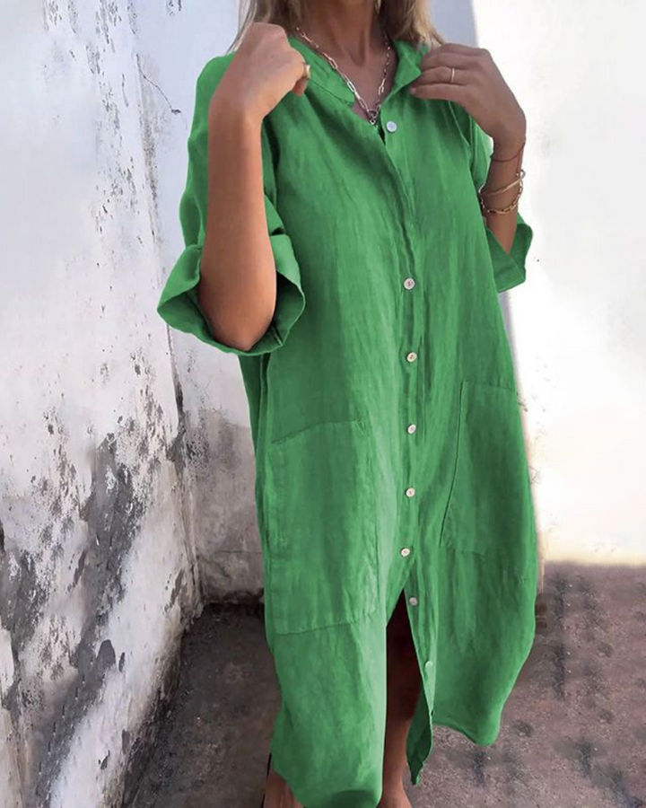 Ferlora™ | Boho-Inspired Casual Shirt Dress in Breezy Knee-Length