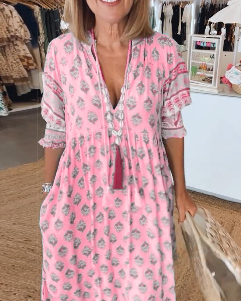 Ferlora™ | Chic Floral V-Neck Dress